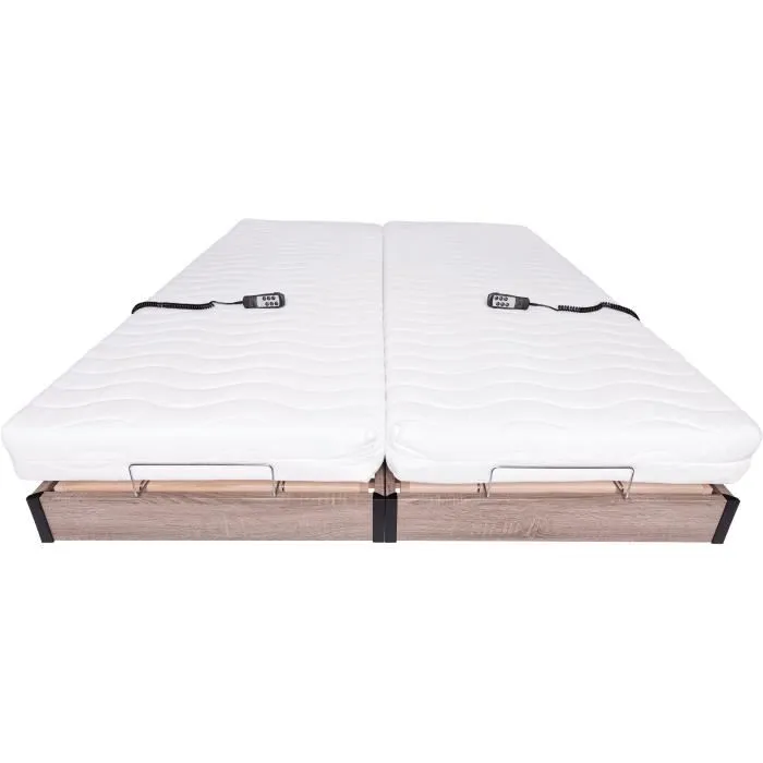 Conjunto colchón relax + somier eléctrico 2x90x200 - Espuma - Firme - TALCA Hecho en Francia