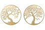 DKD Home Decor Decoración de Pared Metal Árbol Dorado