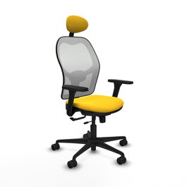 PIQUERAS Y CRESPO Silla de oficina Jorquera con mecanismo Sincro/Traslack, Amarillo y Blanco