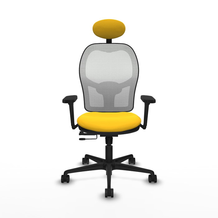 PIQUERAS Y CRESPO Silla de oficina Jorquera con mecanismo Sincro/Traslack, Amarillo y Blanco