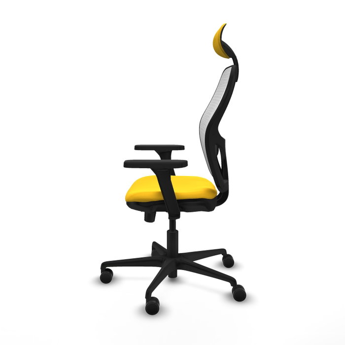 PIQUERAS Y CRESPO Silla de oficina Jorquera con mecanismo Sincro/Traslack, Amarillo y Blanco