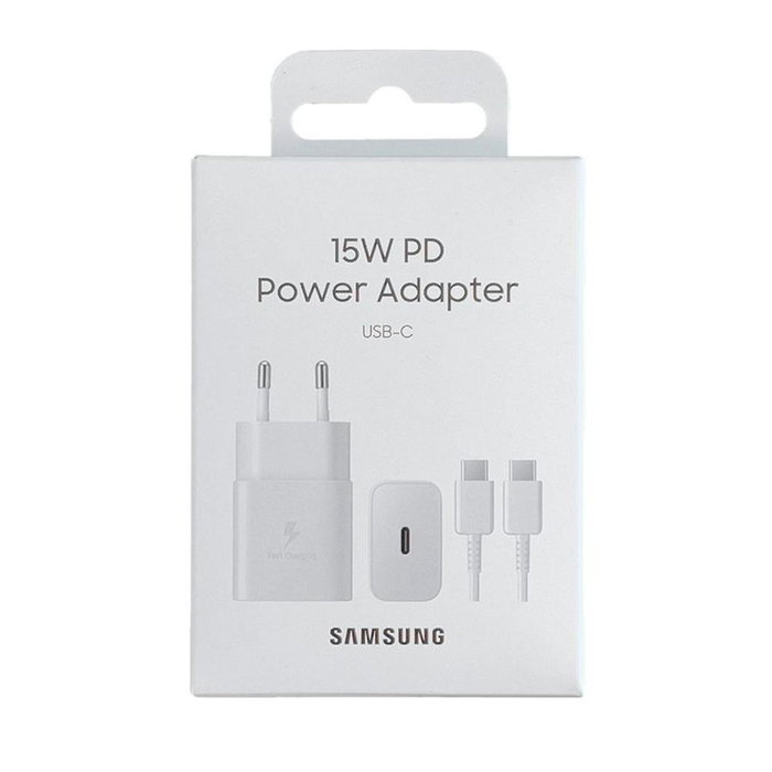 Samsung Cargador de Pared EP-T1510XWE con Cable USB Tipo-C, 15W, Carga Rápida