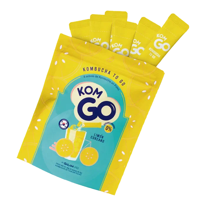 KOMGO Kombucha To Go Sabor Limon Coreano - 6 Sticks/Sobres
