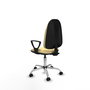 Silla de oficina Algarra con mecanismo Contacto permanente básico tapizada con Similpiel color Crema. Equipada con Base cromada, Brazos fijos y Ruedas autofrenantes