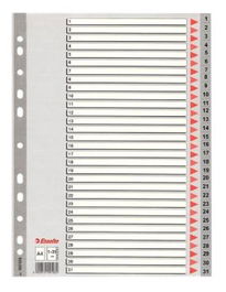 Esselte Índice Numérico Multitaladro 1-31 Polipropileno A4 Gris Con Carátula Índice Cartón Color