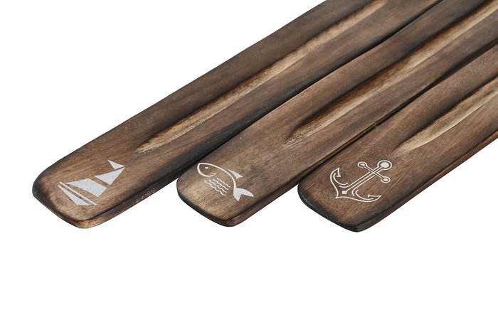 DKD Home Decor Soporte Incienso Mediterraneo Nautical Sea Side Azul Marino 1 x 30.5 x 6 cm (24 Unidades)