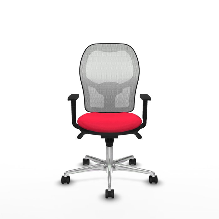 PIQUERAS Y CRESPO Silla de oficina Jorquera con mecanismo Sincro, Tela Roja y Malla Blanca