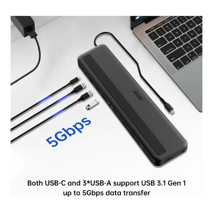 Acer 13-en-1 Type-C Minidock con 3 USB 3.0 y RJ45 Gigabit Ethernet 10/100/1000Mbps