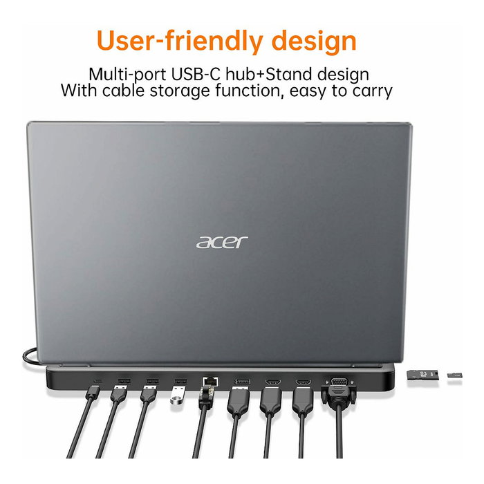 Acer 13-en-1 Type-C Minidock con 3 USB 3.0 y RJ45 Gigabit Ethernet 10/100/1000Mbps