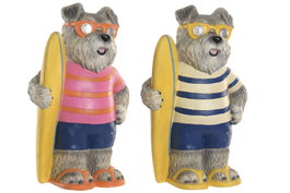 DKD Home Decor Set de 2 Figuras de Perro con LED Multicolor