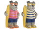 DKD Home Decor Set de 2 Figuras de Perro con LED Multicolor