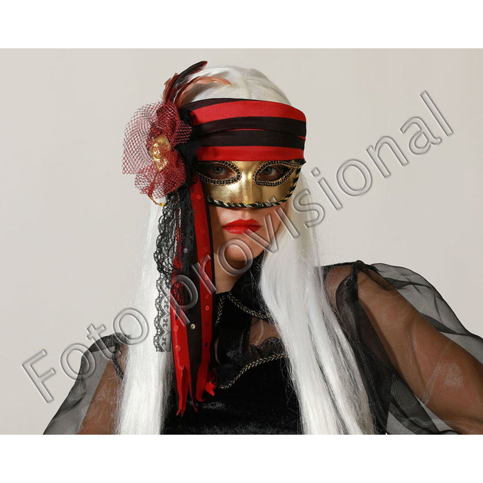 Atosa Gafas Antifaz Metálico Dorado con Lazo Rojo y Negro Estilo Pirata Atosa Gafas Antifaz Metálico Dorado con Lazo Rojo y Negro Estilo Pirata