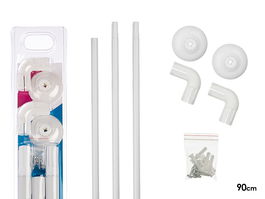 Berilo Barra Cortina Plato Ducha Blanco 90 cm (Montado: 90 x 2.5 x 2.5 cm) (Set de 18)