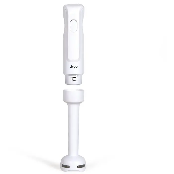 Livoo Batidora de mano LIV1729744466991 - 300 W, 2 Cuchillas de Acero Inoxidable, 1 Velocidad, 19.000 rpm - Blanca