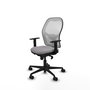 Silla de oficina Jorquera con mecanismo Sincro tapizada con Similpiel color Gris y malla color Blanco. Equipada con lumbar 1D, Brazos 1D y Ruedas 65mm nailon