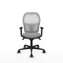 Silla de oficina Jorquera con mecanismo Sincro tapizada con Similpiel color Gris y malla color Blanco. Equipada con lumbar 1D, Brazos 1D y Ruedas 65mm nailon