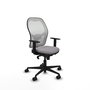 Silla de oficina Jorquera con mecanismo Sincro tapizada con Similpiel color Gris y malla color Blanco. Equipada con lumbar 1D, Brazos 1D y Ruedas 65mm nailon