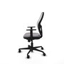 Silla de oficina Jorquera con mecanismo Sincro tapizada con Similpiel color Gris y malla color Blanco. Equipada con lumbar 1D, Brazos 1D y Ruedas 65mm nailon