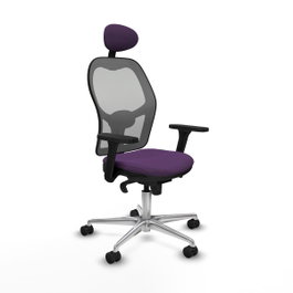 PIQUERAS Y CRESPO Silla de oficina Jorquera con mecanismo Sincro, Tela Morado y Malla Gris
