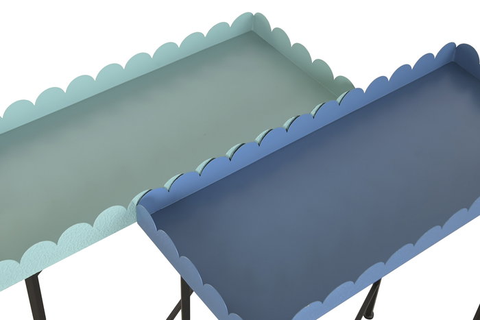 DKD Home Decor Mesita Auxiliar Urban Azul Turquesa de Metal 25 x 70 x 60 cm con Estante Desmontable (2 Unidades)