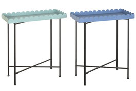 DKD Home Decor Mesita Auxiliar Urban Azul Turquesa de Metal 25 x 70 x 60 cm con Estante Desmontable (2 Unidades)