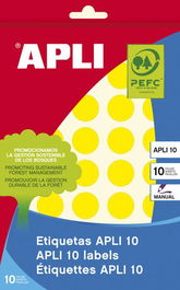 Etiquetas Adh.Manuales Bolsa Apli Color Amarillo 8H Redondas Ø 19 Mm 320 Uds.(02742) (Set de 10)