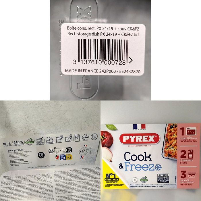 Pyrex Recipiente Rectangular Cook & Freeze de 2,6L Blanco