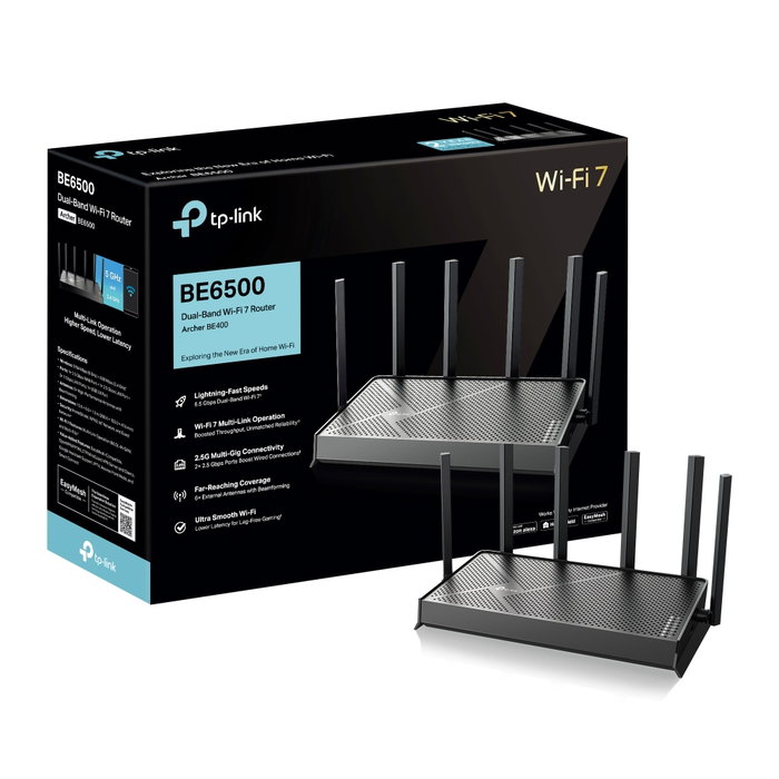 TP-Link Archer BE400 Router Wi-Fi 7 BE6500 Doble Banda 2.5Gbps