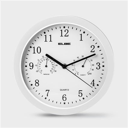 Elbe RP-2005-B Reloj de Pared con Temperatura y Humedad 25cm Blanco