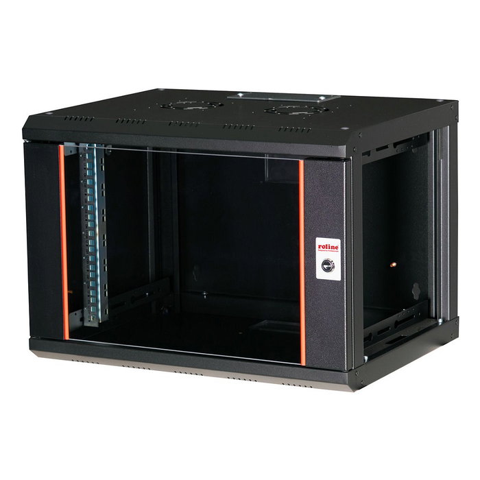 ROLINE Bastidor de pared para rack 19" 7U, 600 x 450 mm (An x Pr), Puerta de vidrio, Bloqueo de teclado, IP20, Negro