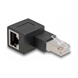 DeLOCK Adaptador RJ45 Macho a Hembra Cat.6A 90° hacia la izquierda Negro
