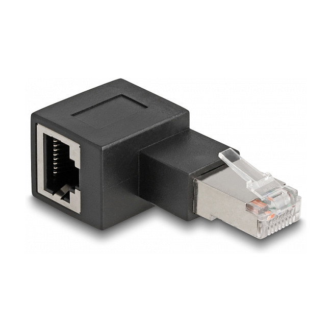 DeLOCK Adaptador RJ45 Macho a Hembra Cat.6A 90° hacia la izquierda Negro DeLOCK Adaptador RJ45 Macho a Hembra Cat.6A 90° hacia la izquierda Negro