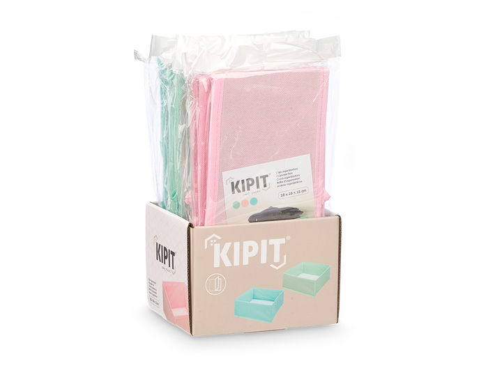 Kipit Caja Plegable Organizadora 28 x 28 x 13 cm Tela TNT Cartón Rosa Turquesa Verde Surtidos (Set de 24)