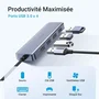UGREEN Concentrador USB 4 Puertos USB 3.0 + USB-C - Gris
