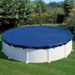 Gre Cubierta de Invierno para Piscina Redonda Ø440 cm (Apto Ø350 cm) - Cobertor de Polietileno 120 g/m² Anti-UV Negro con Cable de Acero