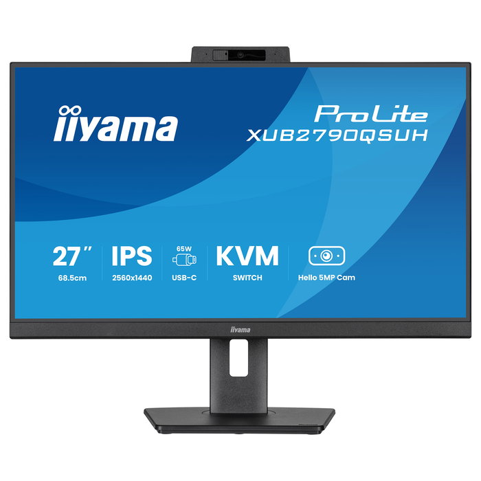 IIyama ProLite XUB2790QSUH-B2 Monitor IPS 27" (68.5 cm) 2560x1440 QHD 100Hz 0.4ms AMD FreeSync USB-C 65W KVM Webcam Altavoces Negro