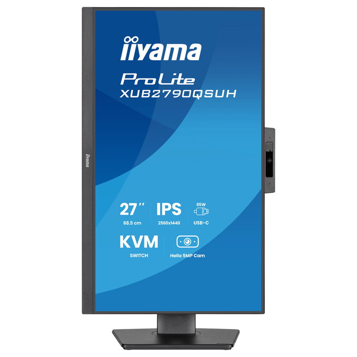 IIyama ProLite XUB2790QSUH-B2 Monitor IPS 27" (68.5 cm) 2560x1440 QHD 100Hz 0.4ms AMD FreeSync USB-C 65W KVM Webcam Altavoces Negro
