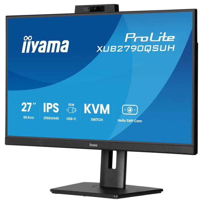 IIyama ProLite XUB2790QSUH-B2 Monitor IPS 27" (68.5 cm) 2560x1440 QHD 100Hz 0.4ms AMD FreeSync USB-C 65W KVM Webcam Altavoces Negro
