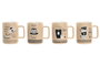 DKD Home Decor Set de 12 Tazas de Porcelana New Bone Beige y Negro 400ml