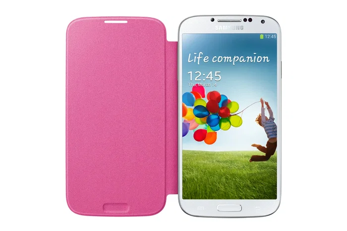 Samsung Flip Cover Sustituta Funda Libro Marrón para Galaxy S4, Modelo EF-FI950B, Protección de Pantalla