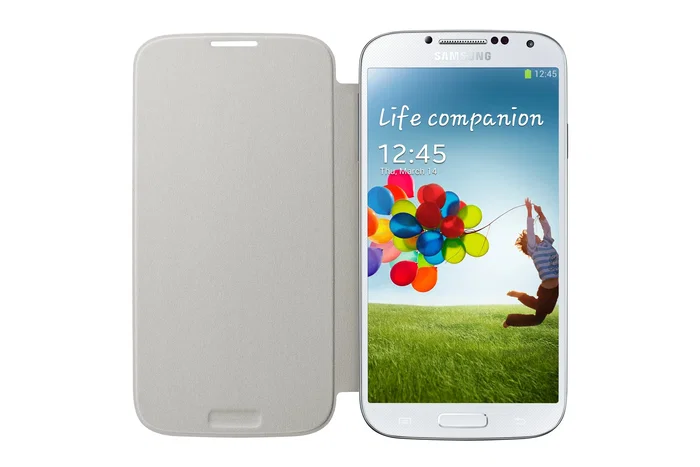 Samsung Flip Cover Sustituta Funda Libro Marrón para Galaxy S4, Modelo EF-FI950B, Protección de Pantalla