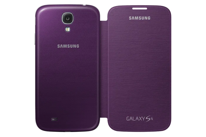 Samsung Flip Cover Sustituta Funda Libro Marrón para Galaxy S4, Modelo EF-FI950B, Protección de Pantalla