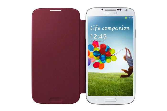 Samsung Flip Cover Sustituta Funda Libro Marrón para Galaxy S4, Modelo EF-FI950B, Protección de Pantalla