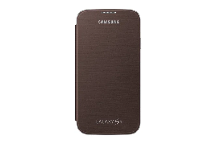 Samsung Flip Cover Sustituta Funda Libro Marrón para Galaxy S4, Modelo EF-FI950B, Protección de Pantalla