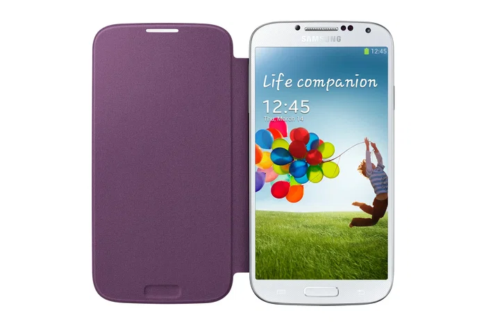 Samsung Flip Cover Sustituta Funda Libro Marrón para Galaxy S4, Modelo EF-FI950B, Protección de Pantalla