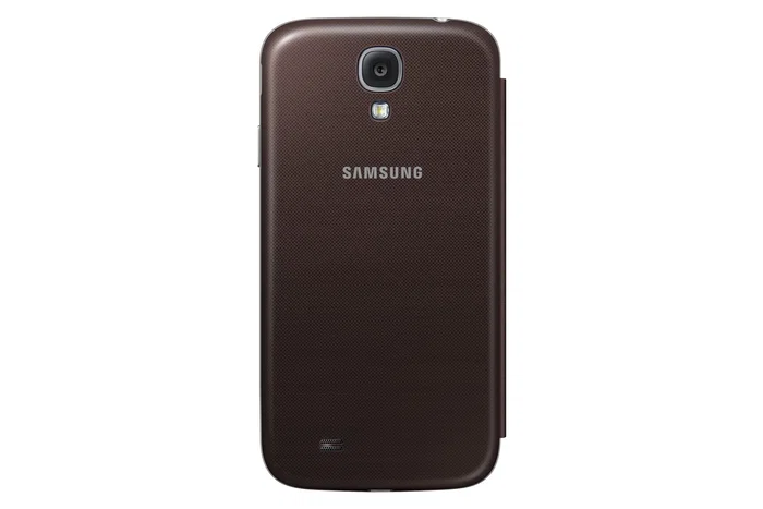 Samsung Flip Cover Sustituta Funda Libro Marrón para Galaxy S4, Modelo EF-FI950B, Protección de Pantalla