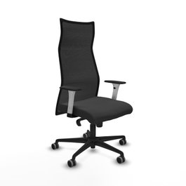 PIQUERAS Y CRESPO Sillón Albacete con mecanismo Sincro, similpiel Gris oscuro y malla Negro