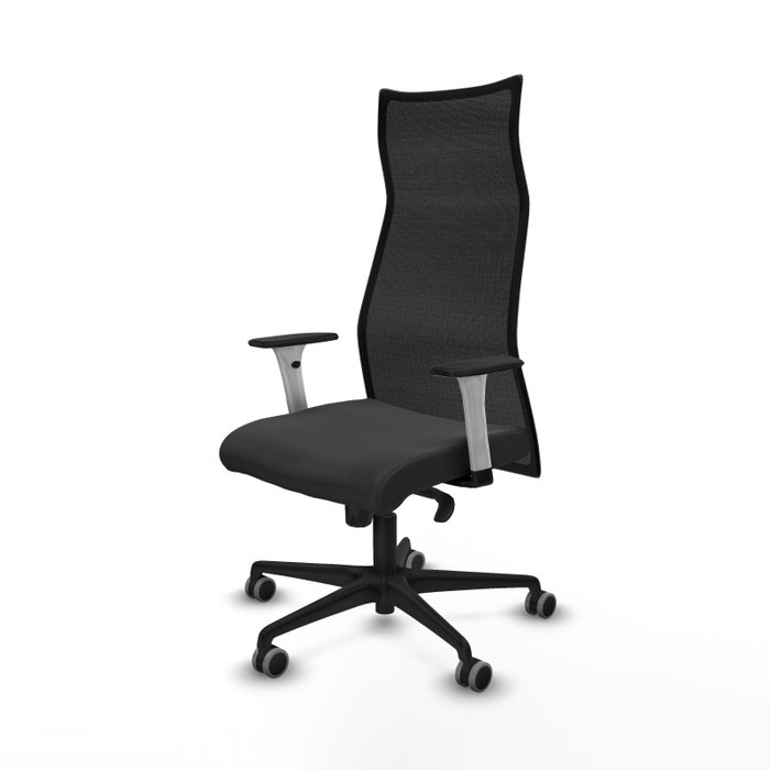 PIQUERAS Y CRESPO Sillón Albacete con mecanismo Sincro, similpiel Gris oscuro y malla Negro