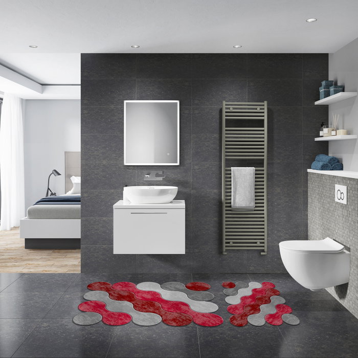 Mijölnir 21011715Kz Juego de Alfombras de Baño 100% Poliéster Rojo Antideslizante Antibacteriano Lavable a Máquina 50x60cm 60x100cm Mijölnir 21011715Kz Juego de Alfombras de Baño 100% Poliéster Rojo Antideslizante Antibacteriano Lavable a Máquina 50x60cm 60x100cm