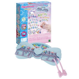 Aquabeads 35051 Kit Diseño de Uñas Unicornio Nail Studio con Uñas y Decoraciones para 40 Diseños, Mesa de Trabajo, Pinzas y Accesorios para +4 Años